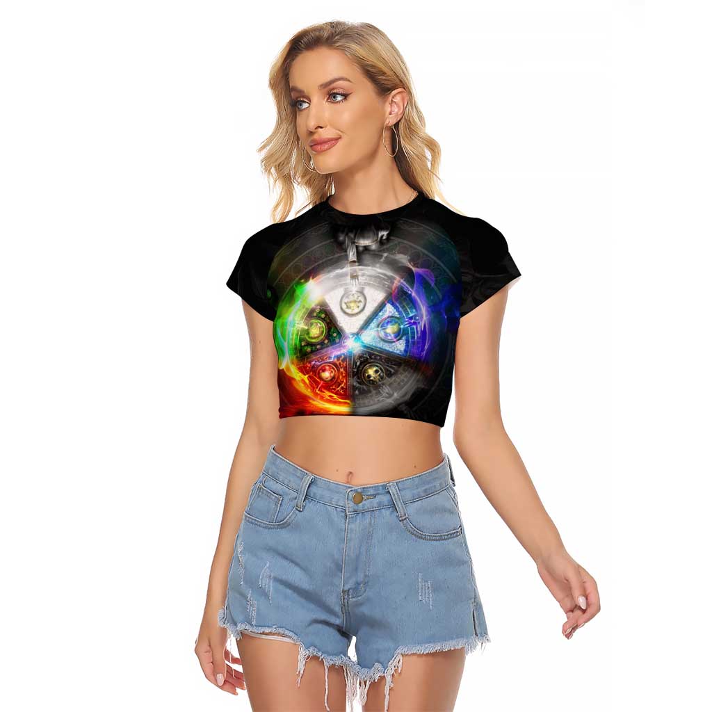 Elements of Magic the Gathering Raglan Cropped T Shirt Anime Style