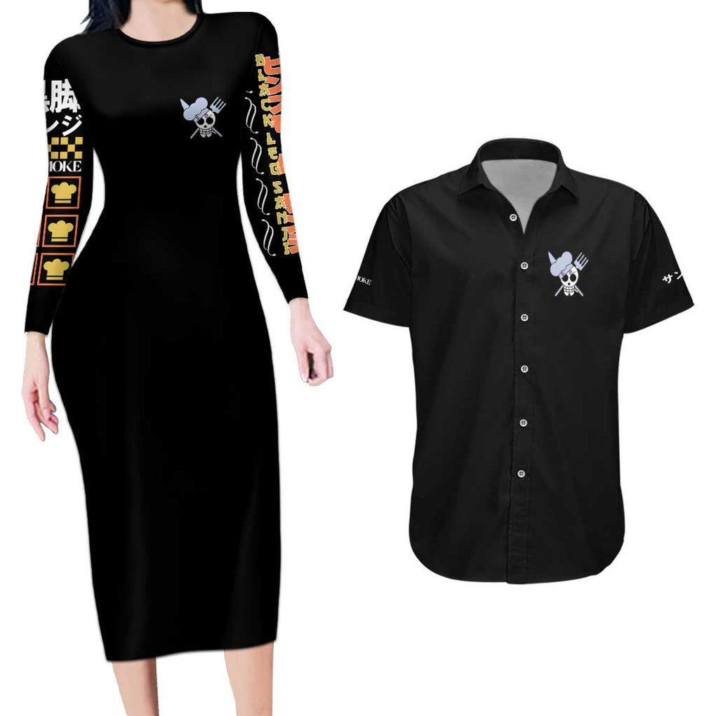 Vinsmoke Sanji - Straw Hat Team - One Piece Couples Matching Long Sleeve Bodycon Dress and Hawaiian Shirt Anime Style