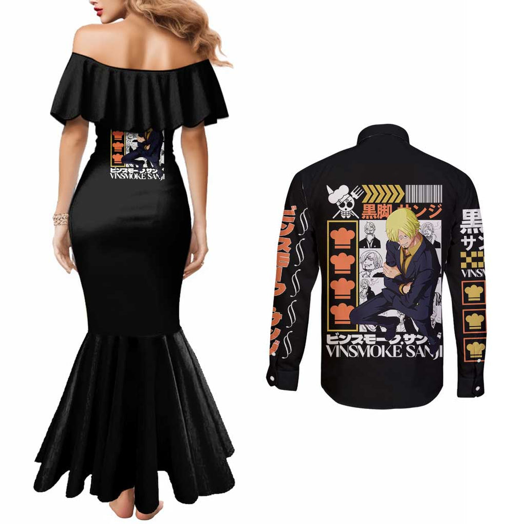 Vinsmoke Sanji - Straw Hat Team - One Piece Couples Matching Mermaid Dress and Long Sleeve Button Shirt Anime Style