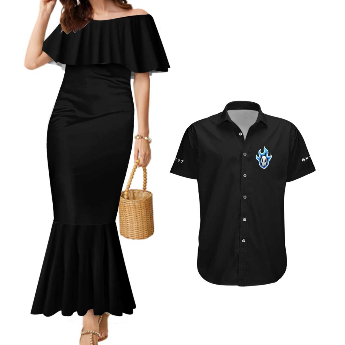 Rukia Kuchiki TYBWA Bleach Couples Matching Mermaid Dress and Hawaiian Shirt Anime Style