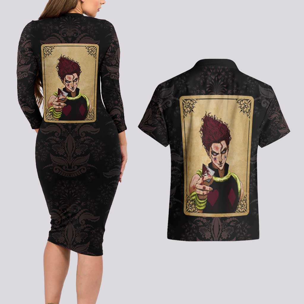 Hypnotic Eye Hisoka Hunter X Hunter Couples Matching Long Sleeve Bodycon Dress and Hawaiian Shirt Anime Style