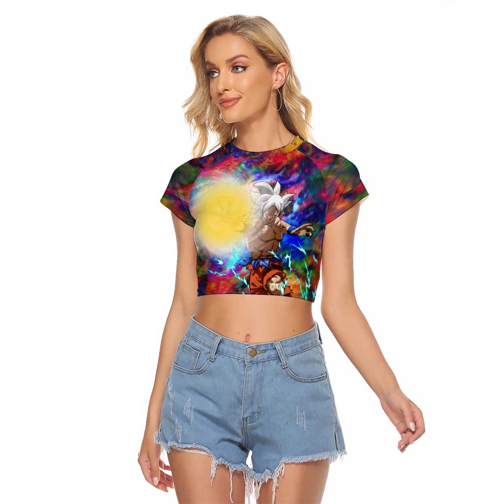 Trippy Ultra Instinct Goku Dragon Ball Z Raglan Cropped T Shirt Anime Style
