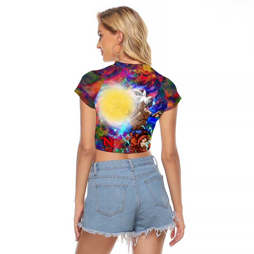 Trippy Ultra Instinct Goku Dragon Ball Z Raglan Cropped T Shirt Anime Style