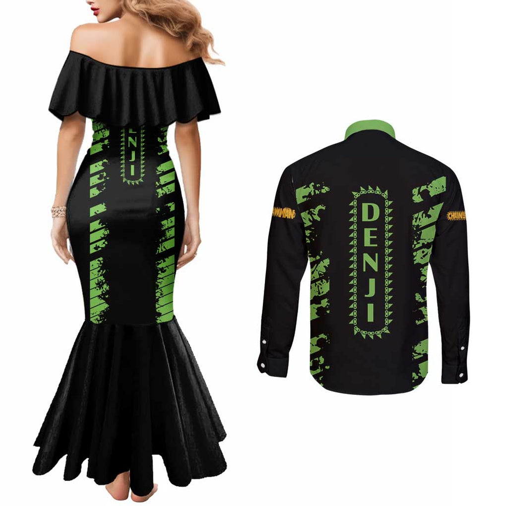 Denji Chainsaw Man Couples Matching Mermaid Dress and Long Sleeve Button Shirt Anime Cyper Art Style