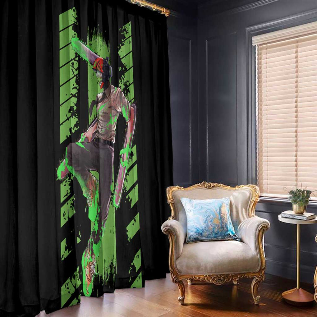 Denji Chainsaw Man Window Curtain Anime Cyper Art Style