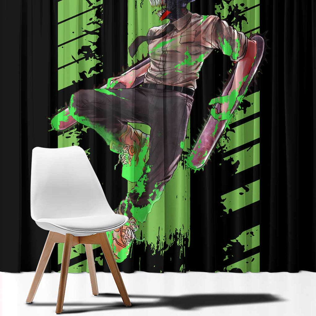 Denji Chainsaw Man Window Curtain Anime Cyper Art Style