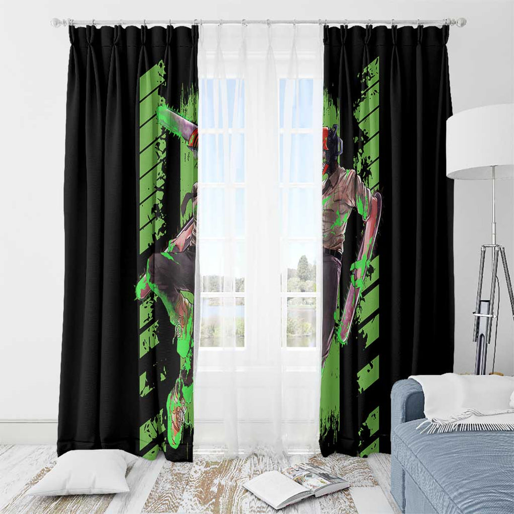 Denji Chainsaw Man Window Curtain Anime Cyper Art Style