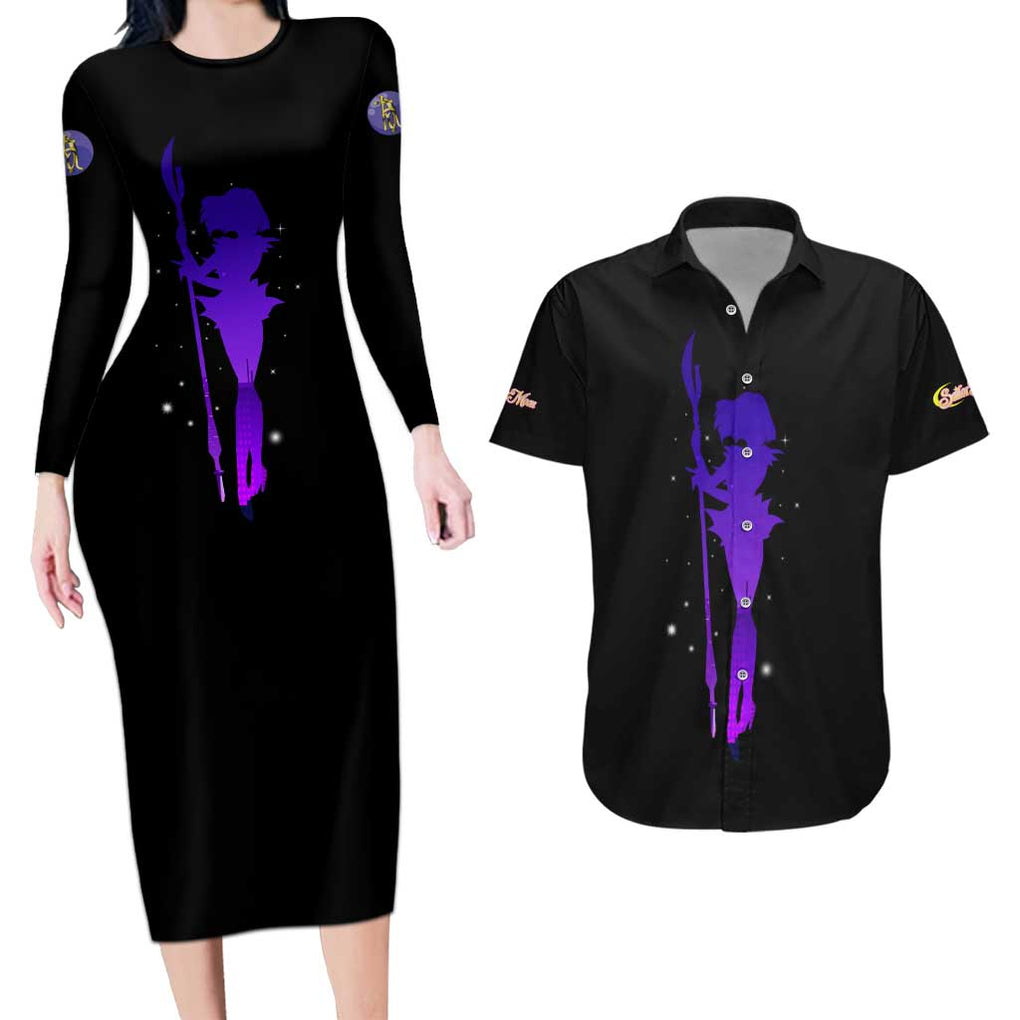 Saturn - Sailor Moon Couples Matching Long Sleeve Bodycon Dress and Hawaiian Shirt Anime Style
