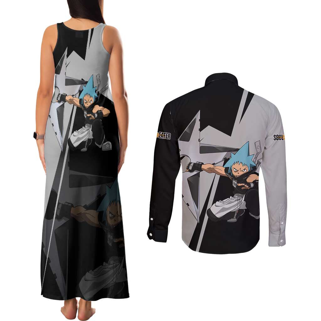 Black Star Soul Eater Couples Matching Tank Maxi Dress and Long Sleeve Button Shirt Anime Style TS04