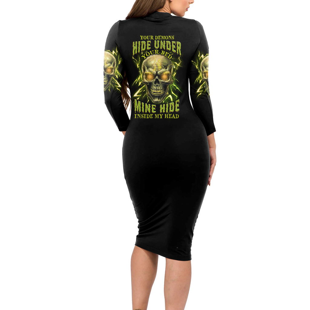your-demons-hide-under-your-bed-long-sleeve-bodycon-dress