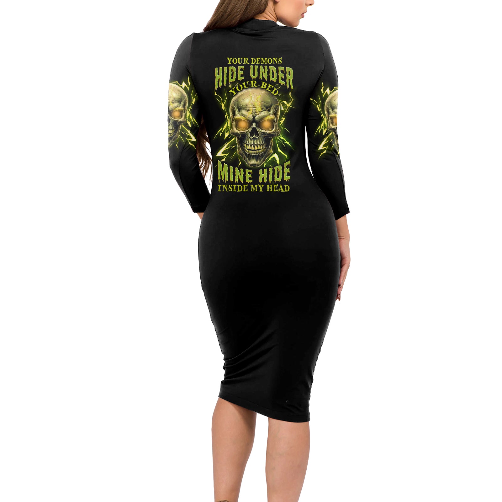 your-demons-hide-under-your-bed-long-sleeve-bodycon-dress