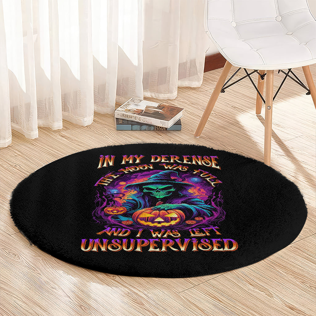 in-my-defense-i-was-left-unsupervised-halloween-round-carpet