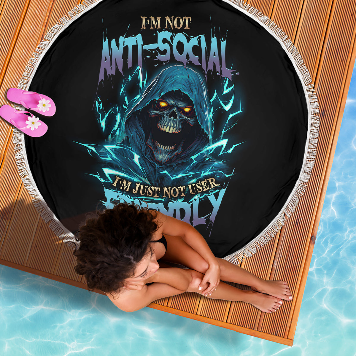 im-not-anti-social-mad-reaper-skull-beach-blanket
