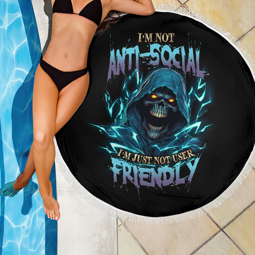 im-not-anti-social-mad-reaper-skull-beach-blanket