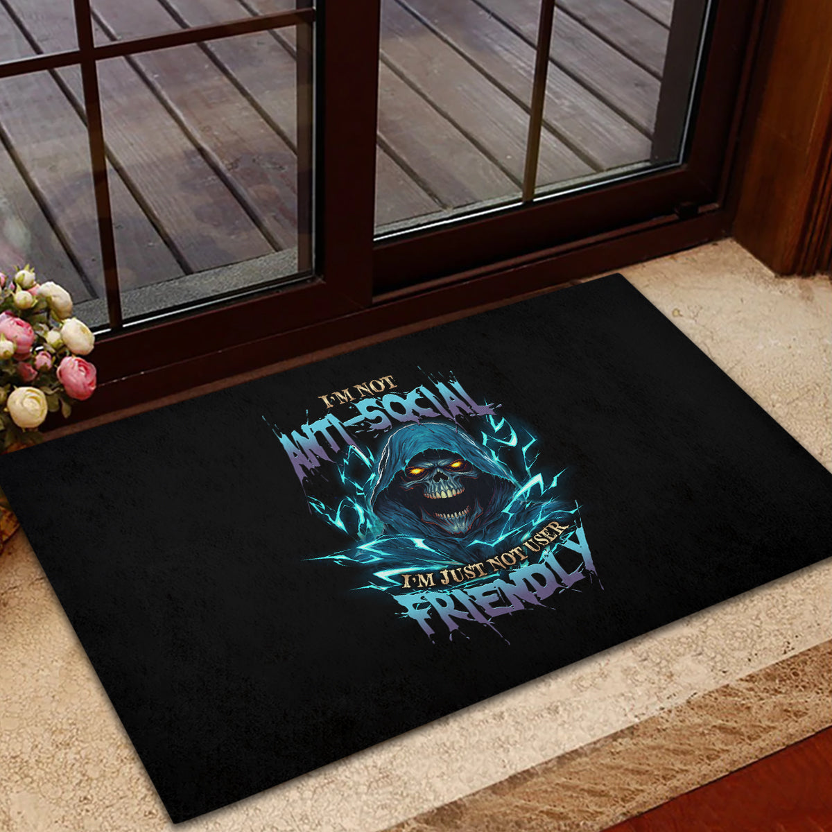 im-not-anti-social-mad-reaper-skull-rubber-doormat