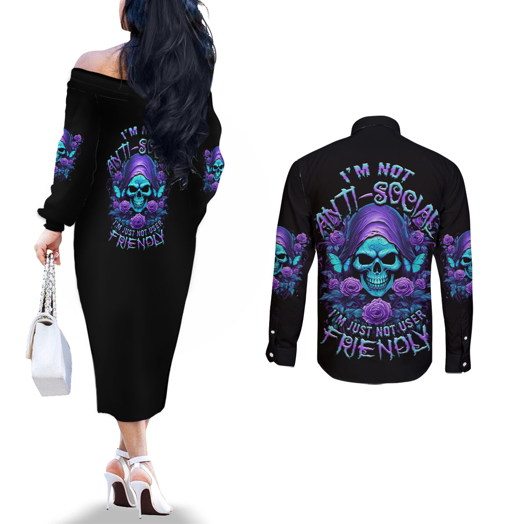 im-not-anti-social-mad-reaper-skull-couples-matching-off-the-shoulder-long-sleeve-dress-and-long-sleeve-button-shirt