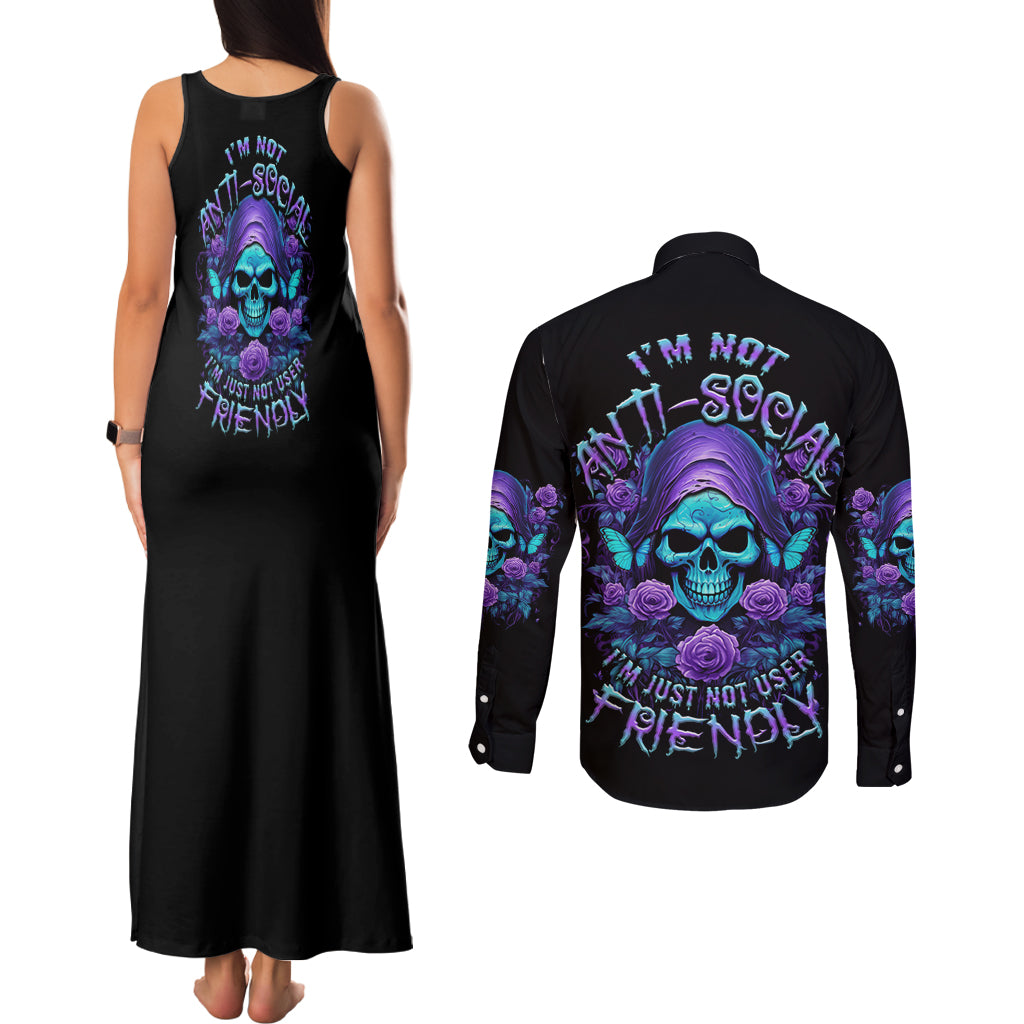 im-not-anti-social-mad-reaper-skull-couples-matching-tank-maxi-dress-and-long-sleeve-button-shirt