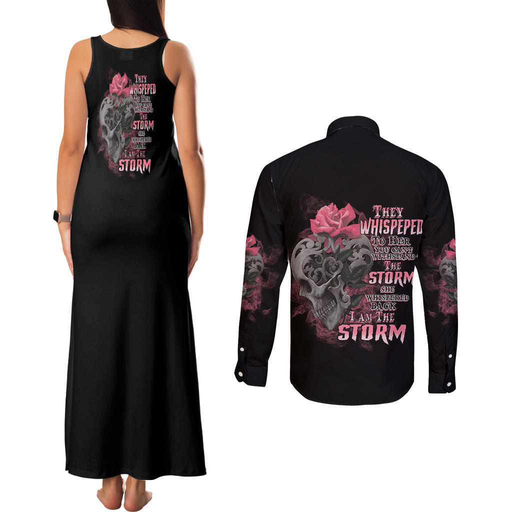 i-am-the-storm-tattooed-skull-couples-matching-tank-maxi-dress-and-long-sleeve-button-shirt