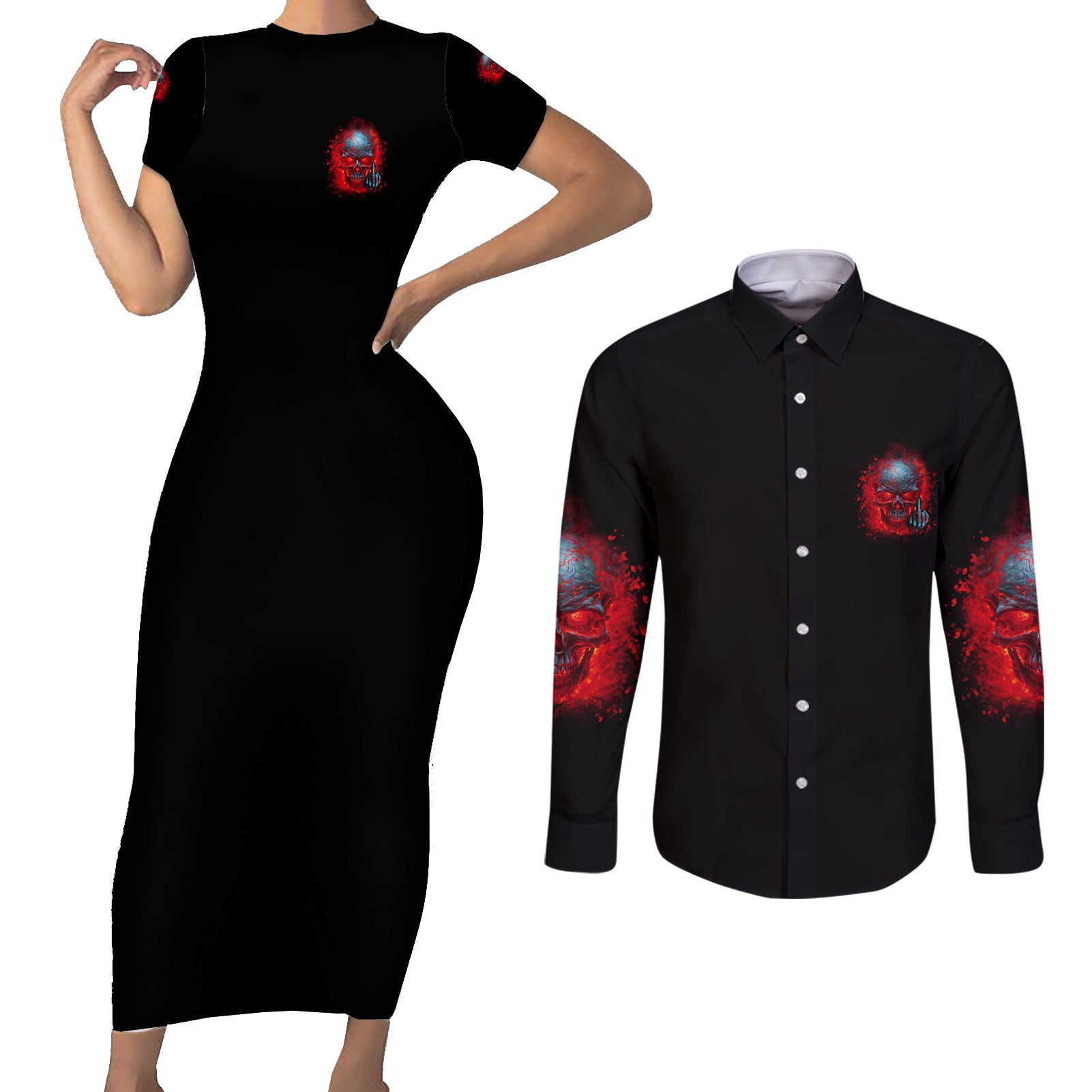walk-away-i-have-anger-issues-and-a-serious-dislike-for-couples-matching-short-sleeve-bodycon-dress-and-long-sleeve-button-shirt