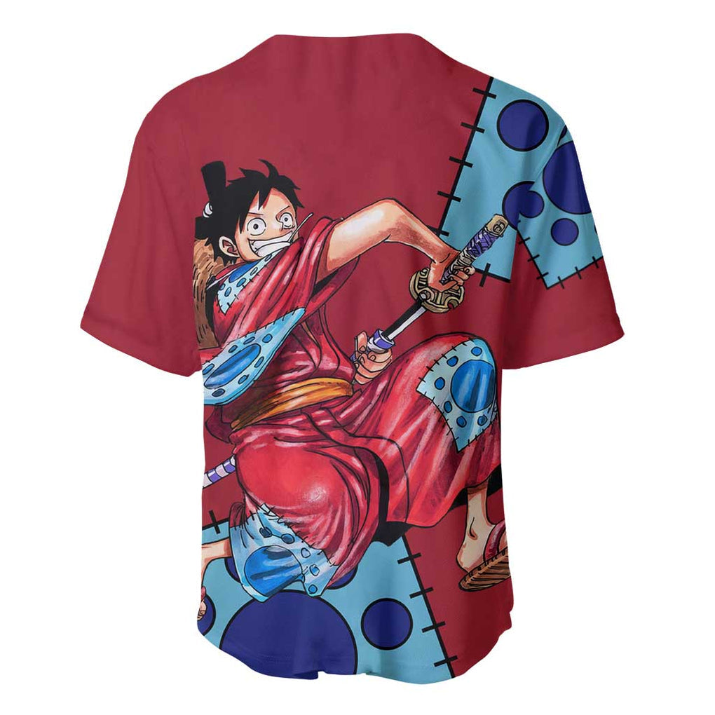 Luffy Wano - One Piece Baseball Jersey Anime Style