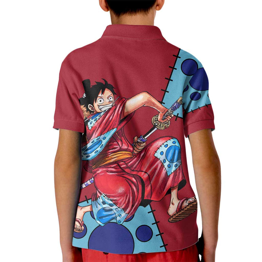 Luffy Wano - One Piece Kid Polo Shirt Anime Style