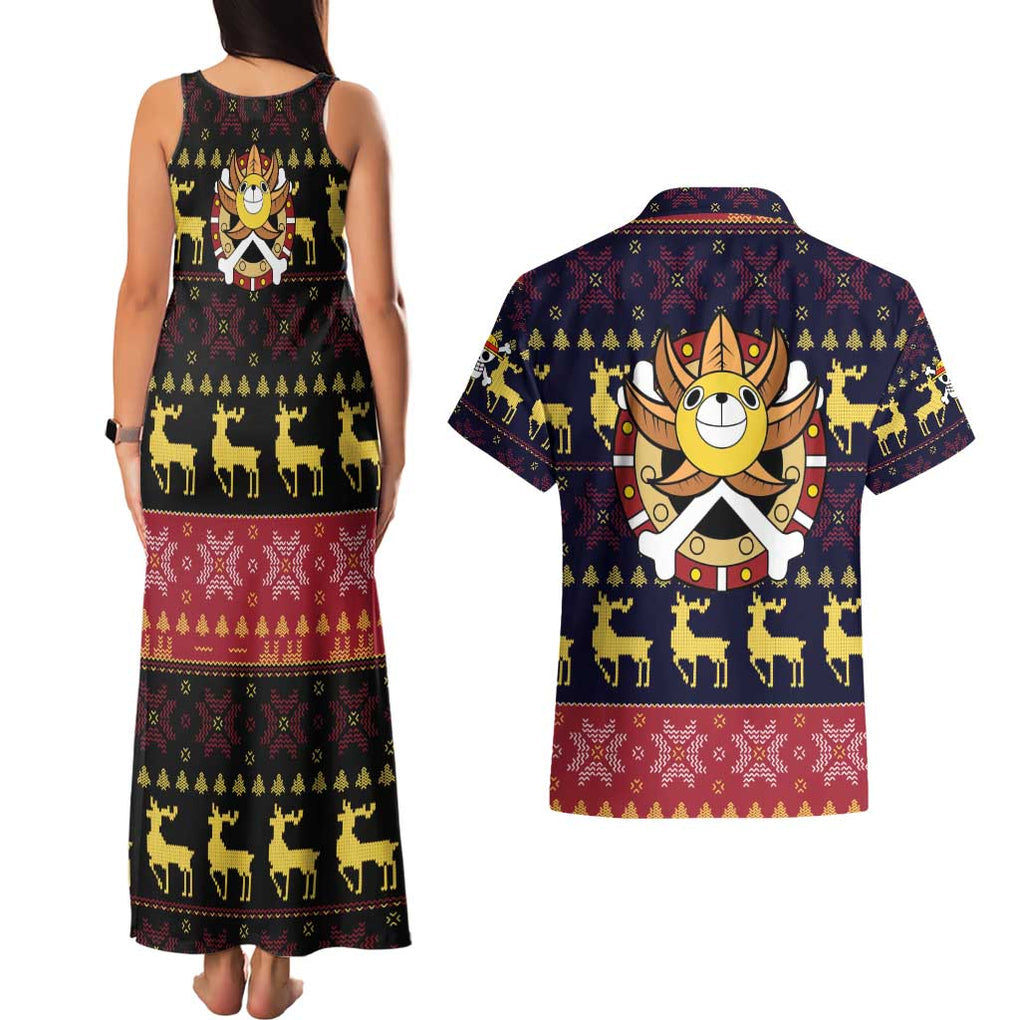 Monbkey D, Luffy - Straw Hat - One Piece Couples Matching Tank Maxi Dress and Hawaiian Shirt Anime Mix Christmas Style