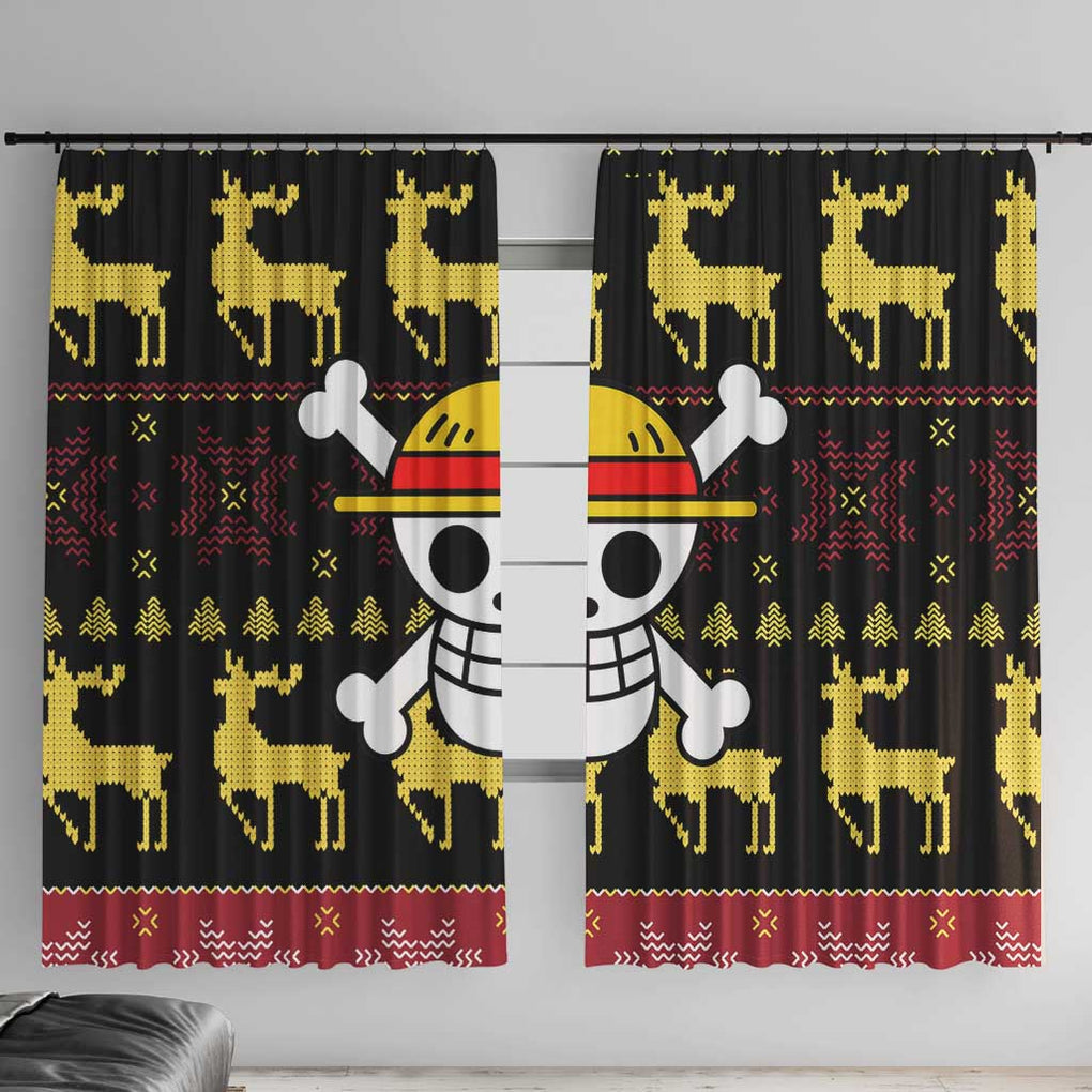 Monbkey D, Luffy - Straw Hat - One Piece Window Curtain Anime Mix Christmas Style