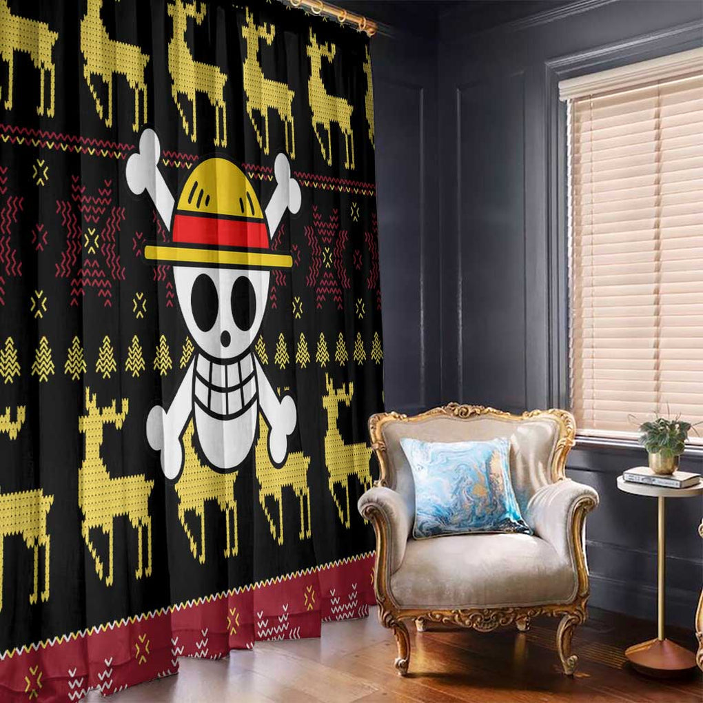 Monbkey D, Luffy - Straw Hat - One Piece Window Curtain Anime Mix Christmas Style