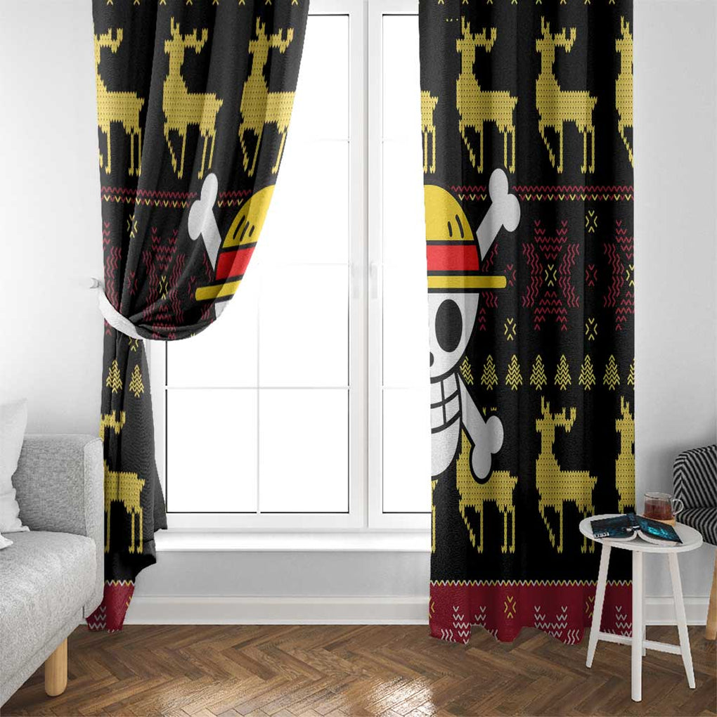 Monbkey D, Luffy - Straw Hat - One Piece Window Curtain Anime Mix Christmas Style