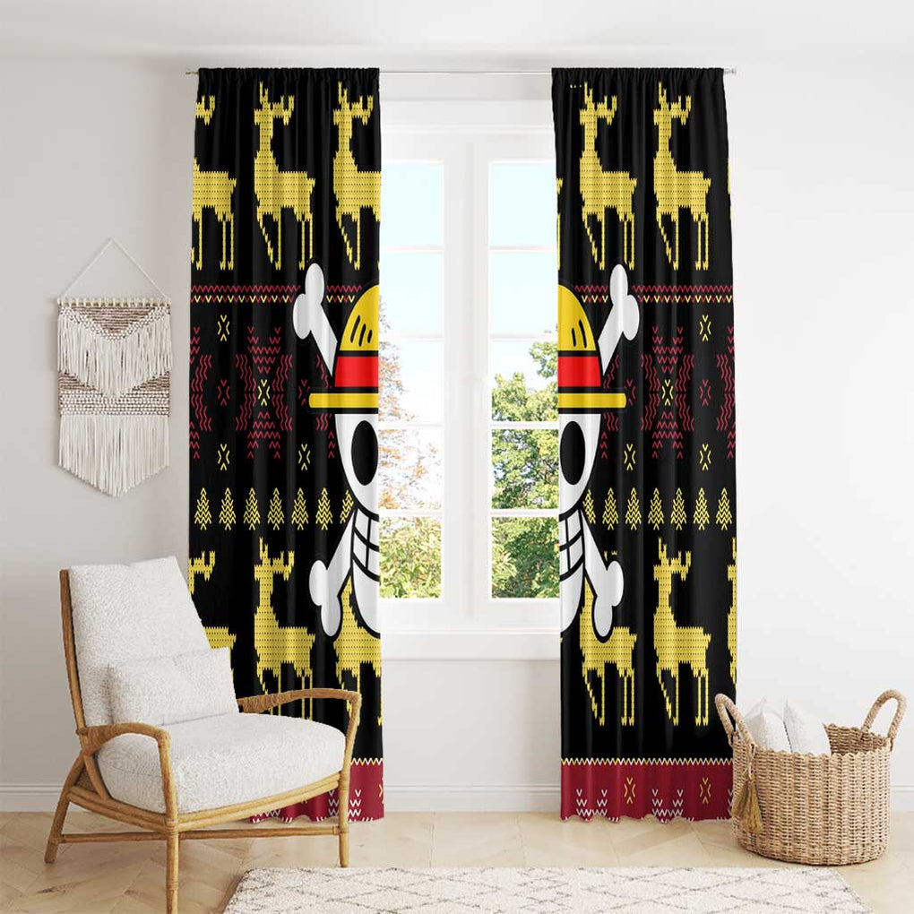Monbkey D, Luffy - Straw Hat - One Piece Window Curtain Anime Mix Christmas Style