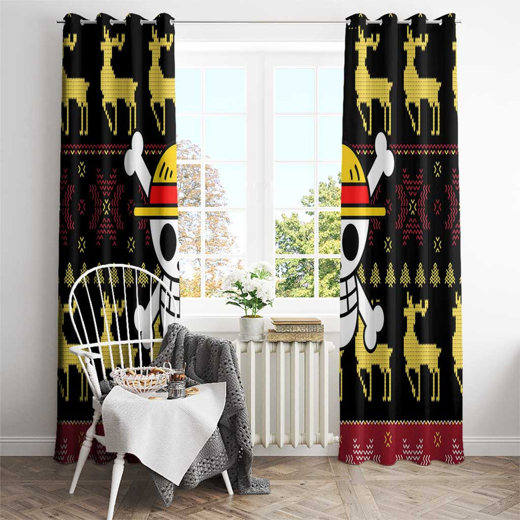 Monbkey D, Luffy - Straw Hat - One Piece Window Curtain Anime Mix Christmas Style