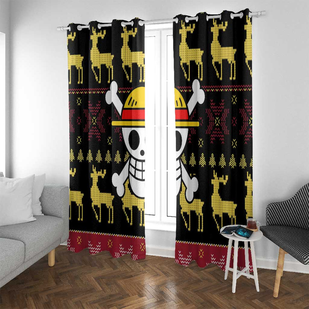 Monbkey D, Luffy - Straw Hat - One Piece Window Curtain Anime Mix Christmas Style