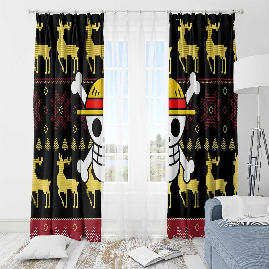 Monbkey D, Luffy - Straw Hat - One Piece Window Curtain Anime Mix Christmas Style