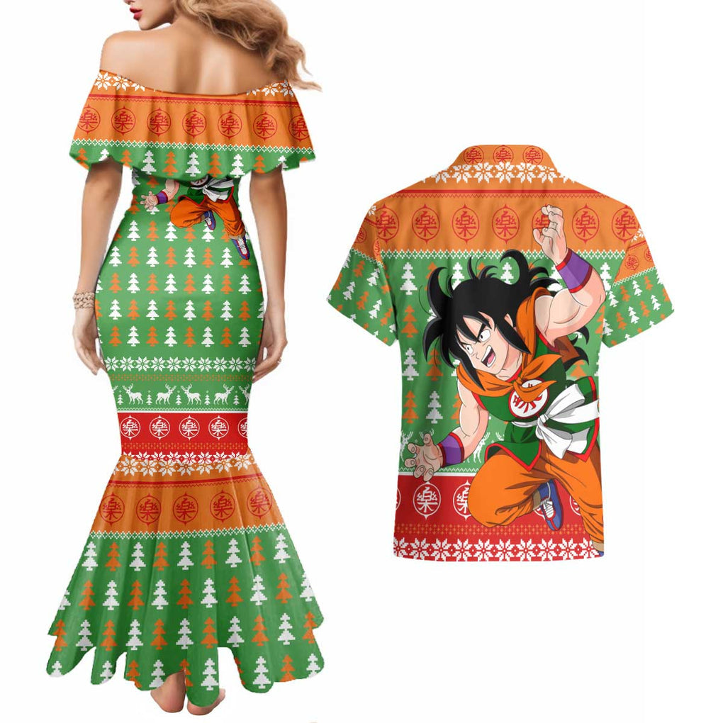 Yamcha - Dragon Ball Couples Matching Mermaid Dress and Hawaiian Shirt Anime Mix Christmas Style
