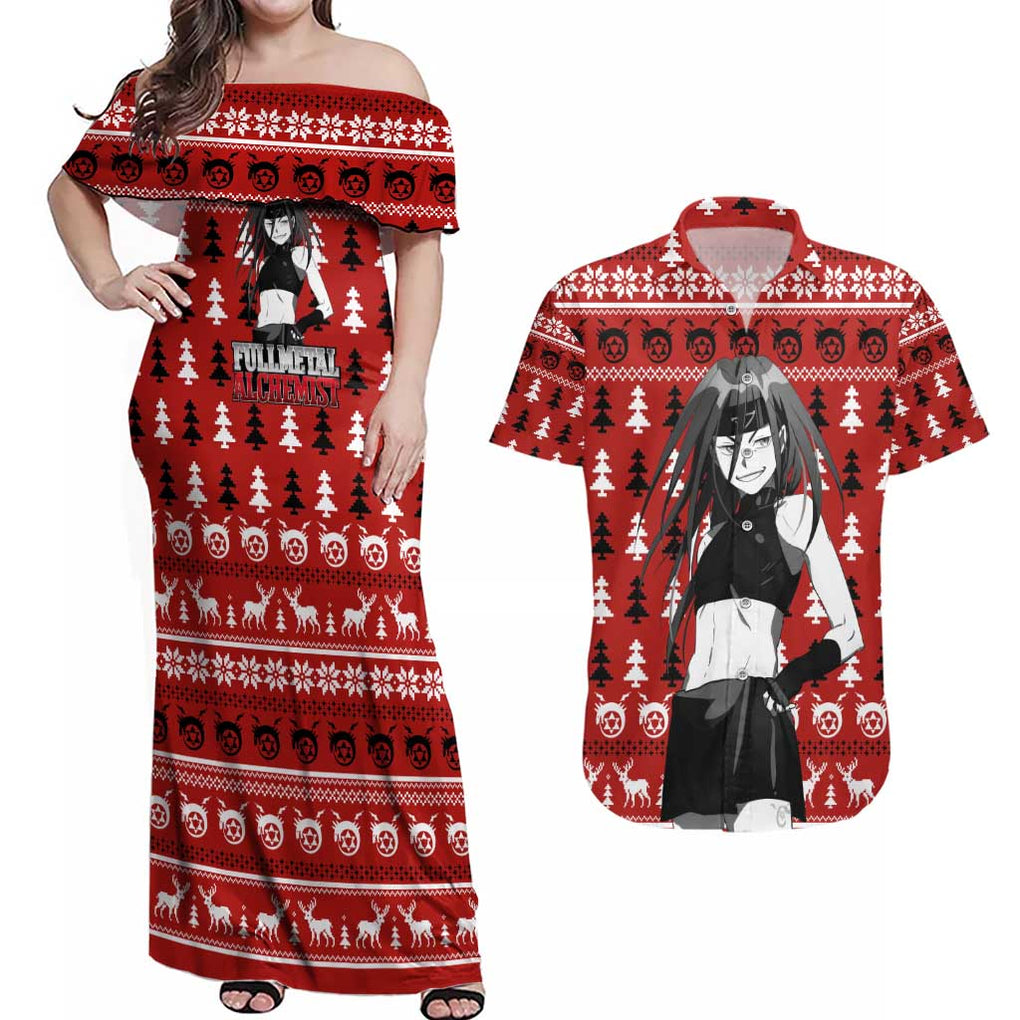 Envy - Fullmetal Alchemist Couples Matching Off Shoulder Maxi Dress and Hawaiian Shirt Anime Mix Christmas Style