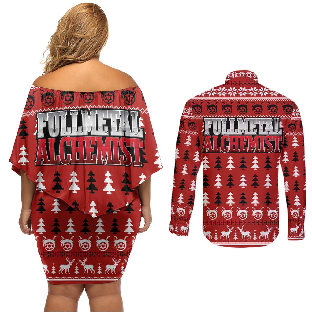 Envy - Fullmetal Alchemist Couples Matching Off Shoulder Short Dress and Long Sleeve Button Shirt Anime Mix Christmas Style