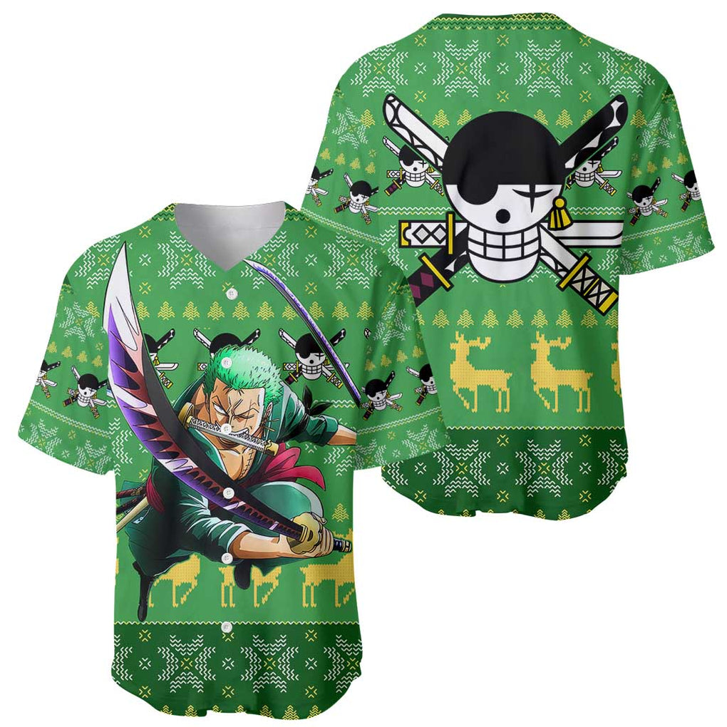 Roronoa Zoro - One Piece Baseball Jersey Anime Mix Christmas Style