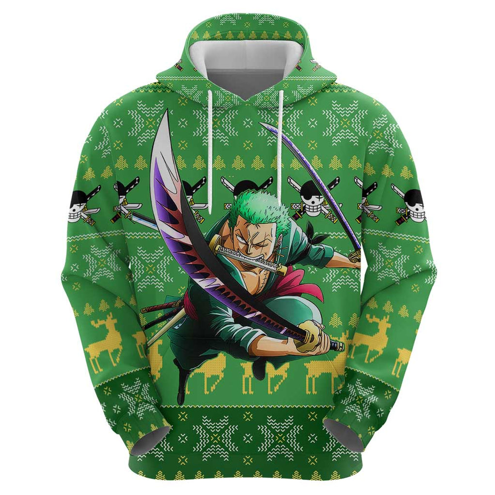 Roronoa Zoro - One Piece Hoodie Anime Mix Christmas Style