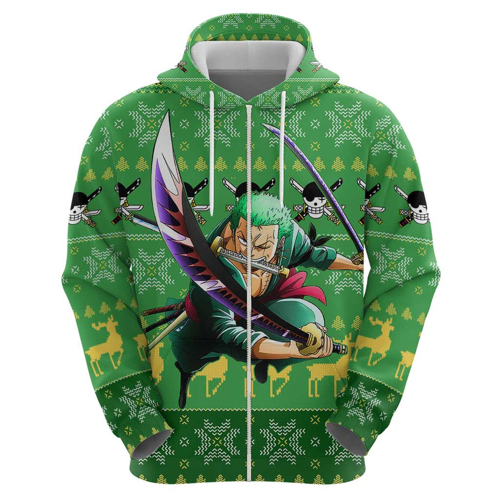 Roronoa Zoro - One Piece Hoodie Anime Mix Christmas Style