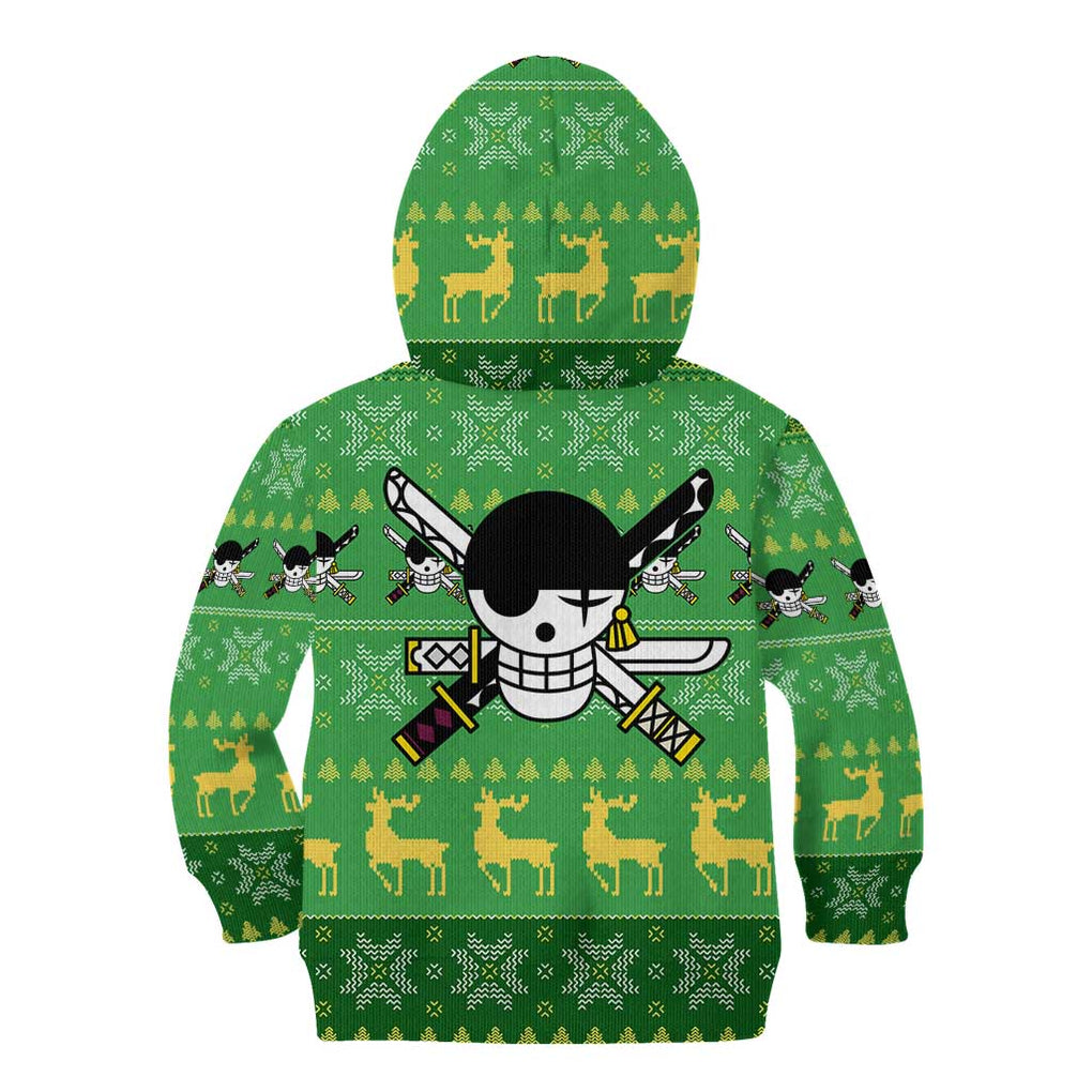 Roronoa Zoro - One Piece Kid Hoodie Anime Mix Christmas Style