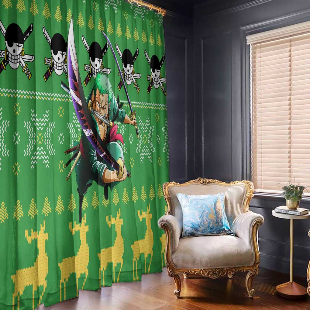 Roronoa Zoro - One Piece Window Curtain Anime Mix Christmas Style