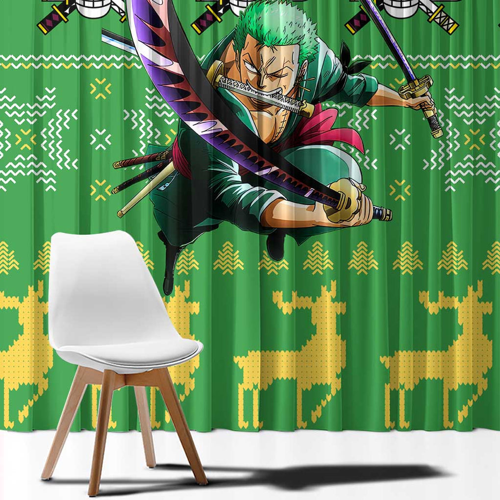 Roronoa Zoro - One Piece Window Curtain Anime Mix Christmas Style