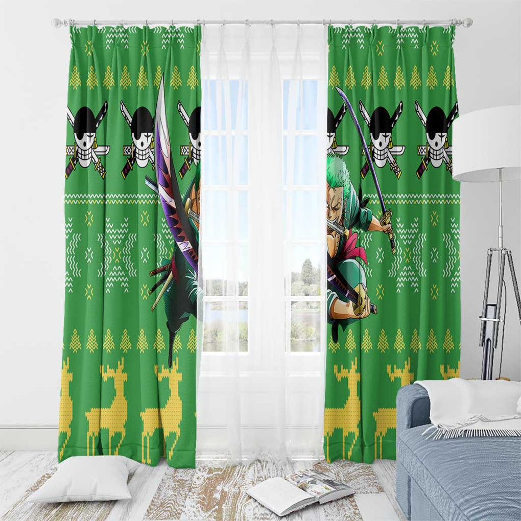 Roronoa Zoro - One Piece Window Curtain Anime Mix Christmas Style