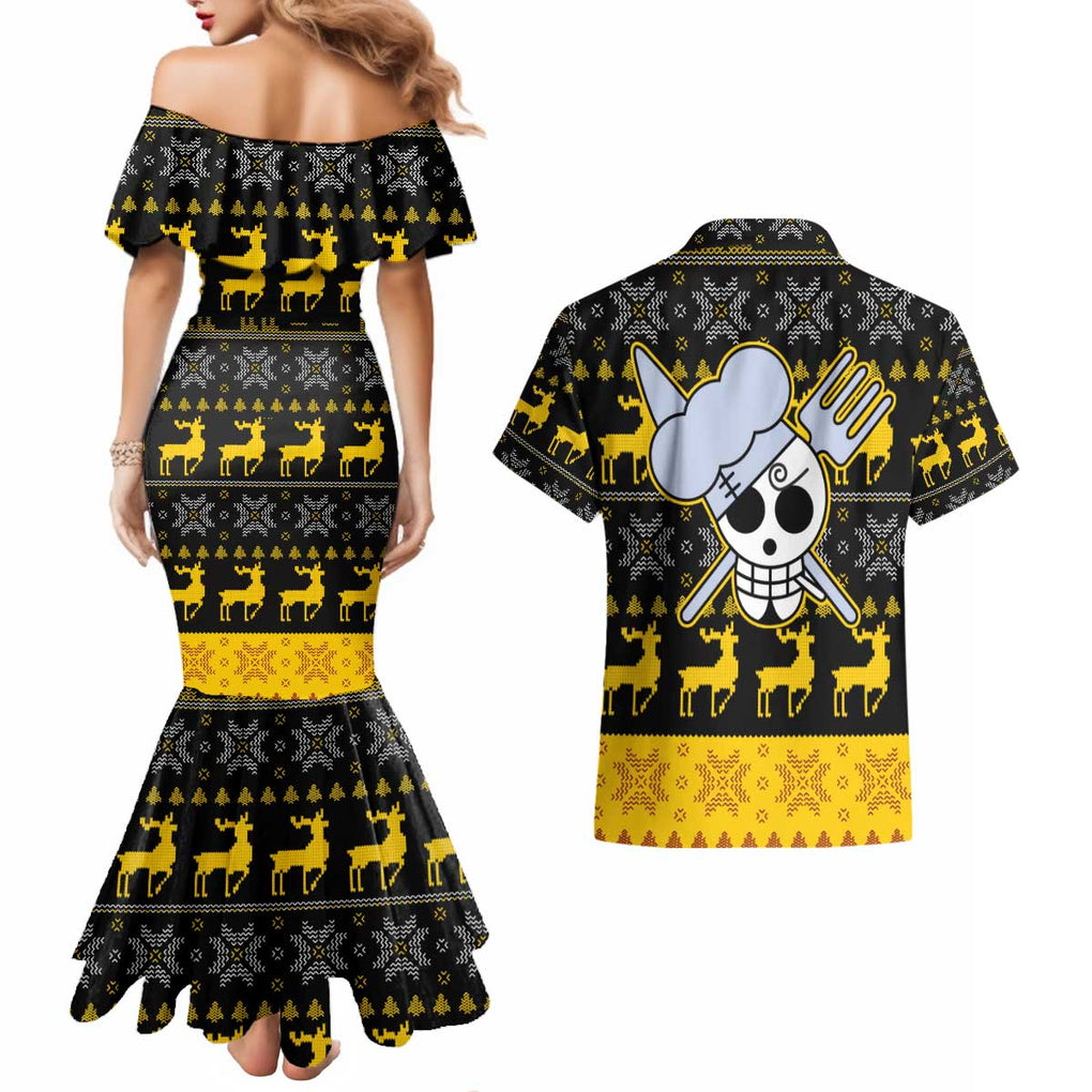 Sanji - One Piece Couples Matching Mermaid Dress and Hawaiian Shirt Anime Mix Christmas Style