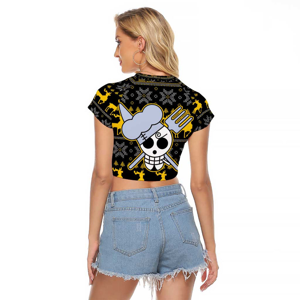 Sanji - One Piece Raglan Cropped T Shirt Anime Mix Christmas Style