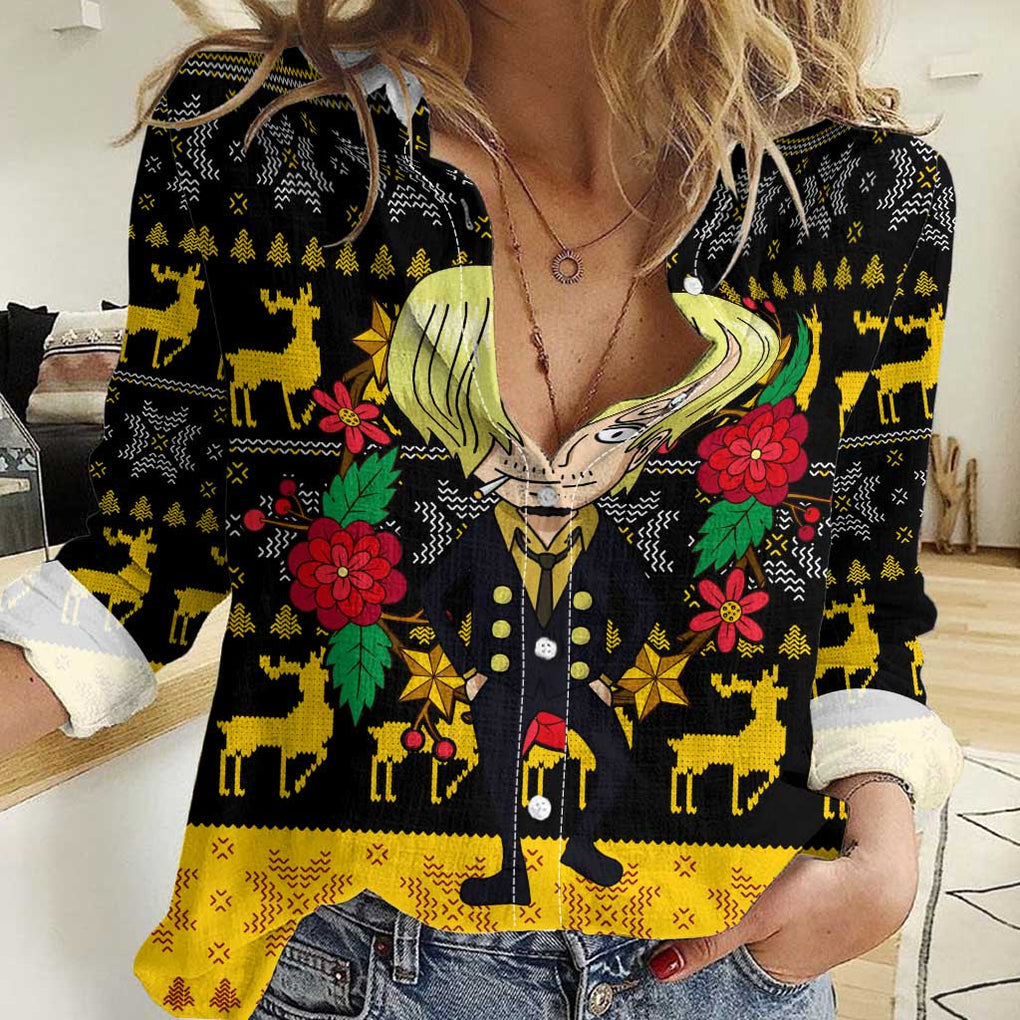 Sanji - One Piece Women Casual Shirt Anime Mix Christmas Style