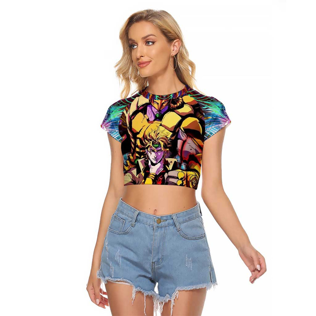 Trippy Dio Brando JoJo’s Bizarre Adventure Raglan Cropped T Shirt Anime Style