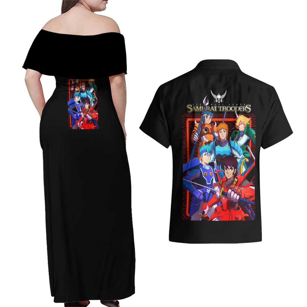 Ronin Warriors Couples Matching Off Shoulder Maxi Dress and Hawaiian Shirt Japan Anime Style