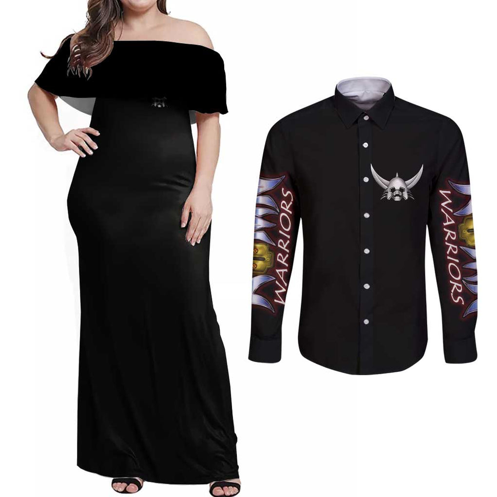Ronin Warriors Couples Matching Off Shoulder Maxi Dress and Long Sleeve Button Shirt Japan Anime Style