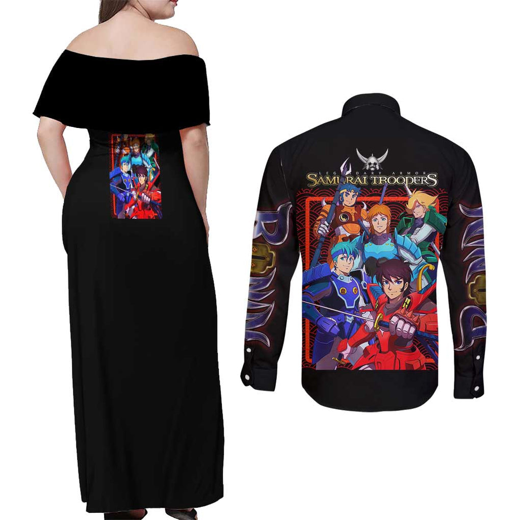 Ronin Warriors Couples Matching Off Shoulder Maxi Dress and Long Sleeve Button Shirt Japan Anime Style